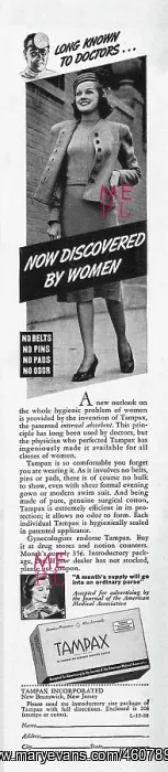 : 1938 U.S. Magazine Tampax Advert : 1938 U.S. Magazine Tampax Advert