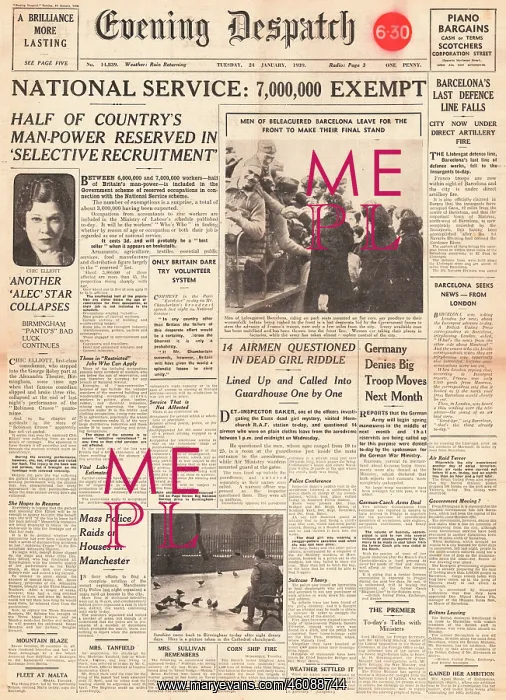: 1939 Evening Dispatch National Service scheme : 1939 Evening Dispatch National Service scheme