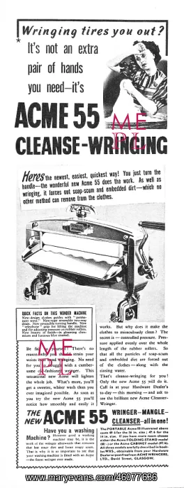 : 1939 UK Magazine ACME Mangle Advert : 1939 UK Magazine ACME Mangle Advert