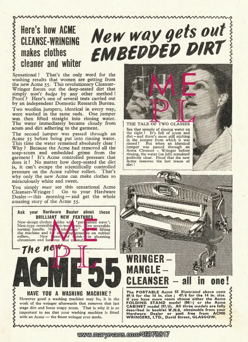 : 1939 UK Magazine ACME Mangle Advert : 1939 UK Magazine ACME Mangle Advert