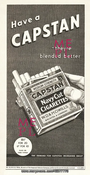 : 1939 UK Magazine Capstan Cigarette Ad : 1939 UK Magazine Capstan Cigarette Ad