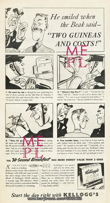 : 1939 UK Magazine Kellogs Cornflakes Advert : 1939 UK Magazine Kellogs Cornflakes Advert