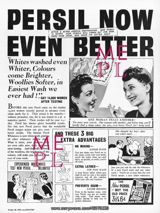 : 1939 UK Magazine Persil Advert : 1939 UK Magazine Persil Advert