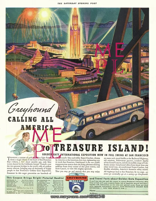 : 1939 U.S. Magazine Greyhound Lines Advert : 1939 U.S. Magazine Greyhound Lines Advert