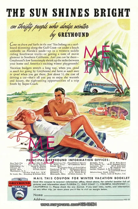 : 1939 U.S. Magazine Greyhound Lines Advert : 1939 U.S. Magazine Greyhound Lines Advert