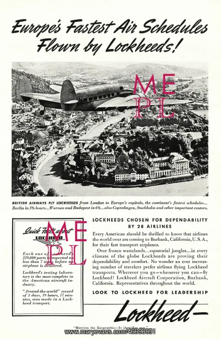 : 1939 U.S. Magazine Lockheed Aircraft Ad : 1939 U.S. Magazine Lockheed Aircraft Ad