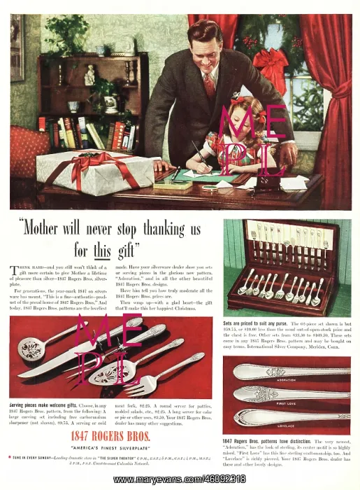 : 1939 U.S. Magazine Roger's Bros. Silverware Advert : 1939 U.S. Magazine Roger's Bros. Silverware Advert