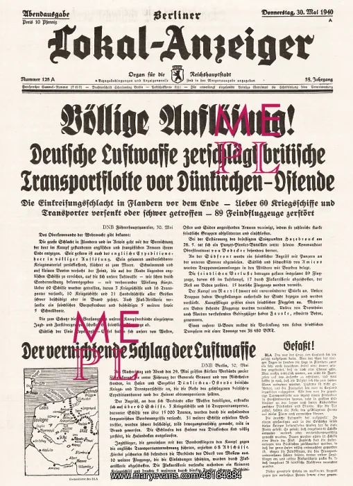 : 1940 Lokal Anzeiger Evacuation of Dunkirk : 1940 Lokal Anzeiger Evacuation of Dunkirk