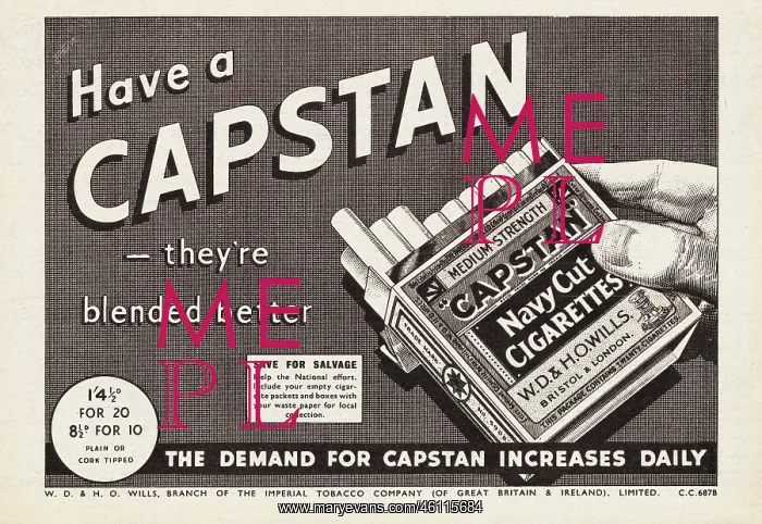 : 1940 UK Magazine Capstan Cigarette Ad : 1940 UK Magazine Capstan Cigarette Ad