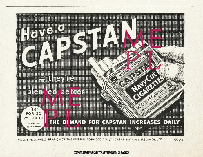 : 1940 UK Magazine Capstan Cigarette Ad : 1940 UK Magazine Capstan Cigarette Ad