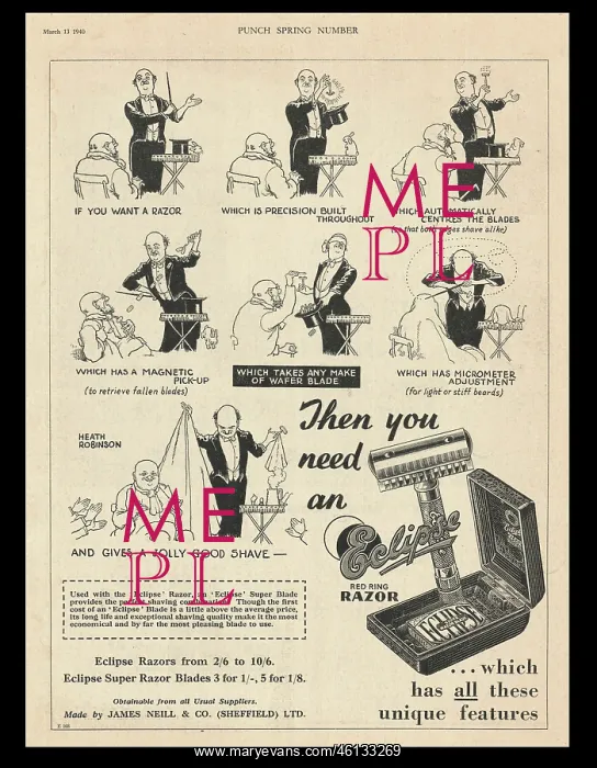 : 1940 UK Magazine Eclipse Razor Advert : 1940 UK Magazine Eclipse Razor Advert