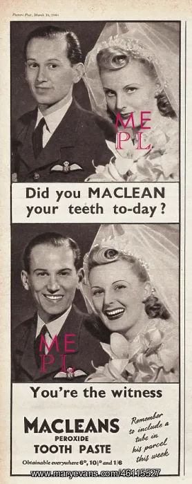 : 1940 UK Magazine Macleans Toothpaste Advert : 1940 UK Magazine Macleans Toothpaste Advert