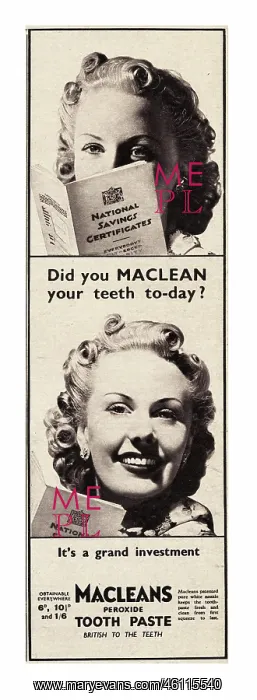 : 1940 UK Magazine Macleans Toothpaste Advert : 1940 UK Magazine Macleans Toothpaste Advert