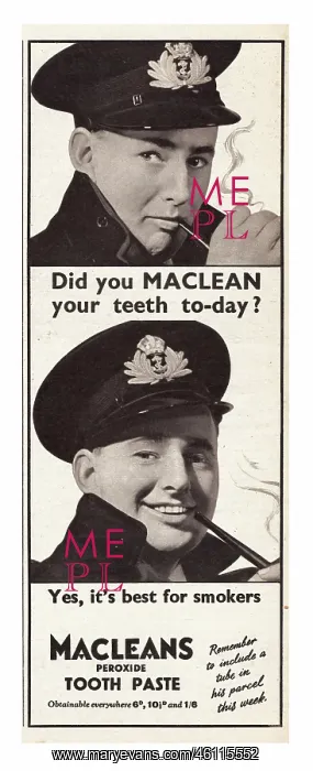 : 1940 UK Magazine Macleans Toothpaste Advert : 1940 UK Magazine Macleans Toothpaste Advert