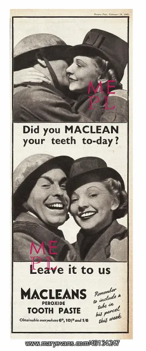: 1940 UK Magazine Macleans Toothpaste Advert : 1940 UK Magazine Macleans Toothpaste Advert