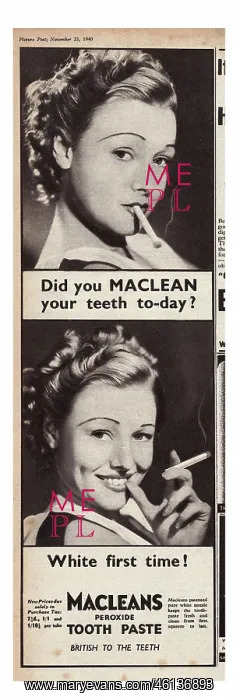 : 1940 UK Magazine Macleans Toothpaste Advert : 1940 UK Magazine Macleans Toothpaste Advert