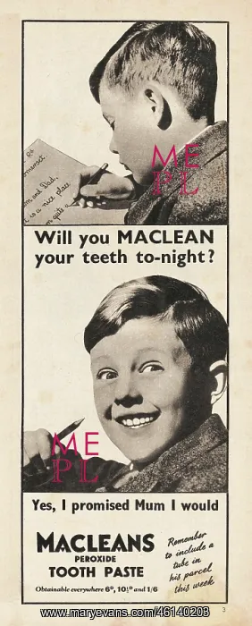 : 1940 UK Magazine Macleans Toothpaste Advert : 1940 UK Magazine Macleans Toothpaste Advert
