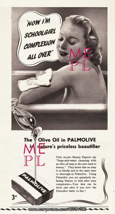 : 1940 UK Magazine Palmolive Soap Advert : 1940 UK Magazine Palmolive Soap Advert