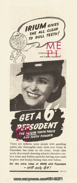 : 1940 UK Magazine Pepsodent toothpaste Advert : 1940 UK Magazine Pepsodent toothpaste Advert