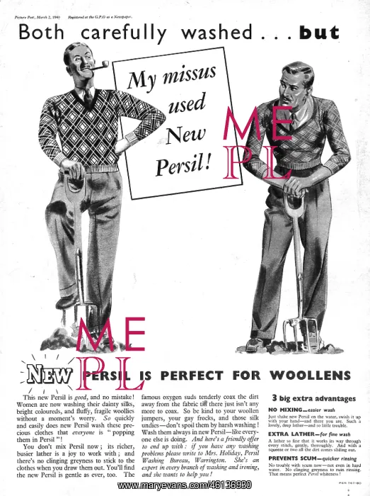 : 1940 UK Magazine Persil Advert : 1940 UK Magazine Persil Advert