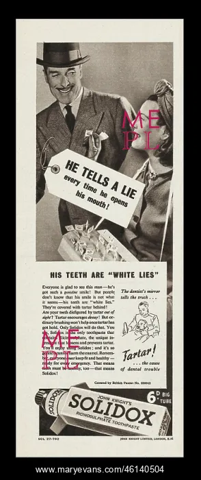 : 1940 UK Magazine Solidox Toothpaste Advert : 1940 UK Magazine Solidox Toothpaste Advert