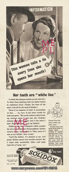 : 1940 UK Magazine Solidox Toothpaste Advert : 1940 UK Magazine Solidox Toothpaste Advert