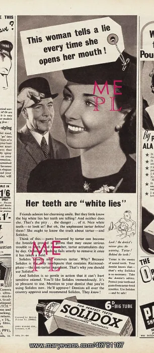 : 1940 UK Magazine Solidox Toothpaste Advert : 1940 UK Magazine Solidox Toothpaste Advert