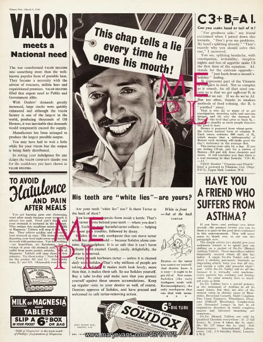 : 1940 UK Magazine Solidox Toothpaste Advert : 1940 UK Magazine Solidox Toothpaste Advert