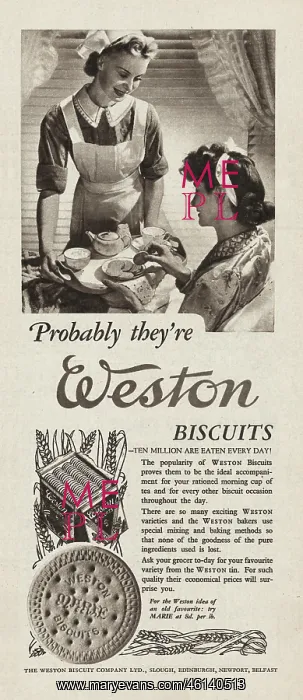 : 1940 UK Magazine Weston Biscuits Ad : 1940 UK Magazine Weston Biscuits Ad
