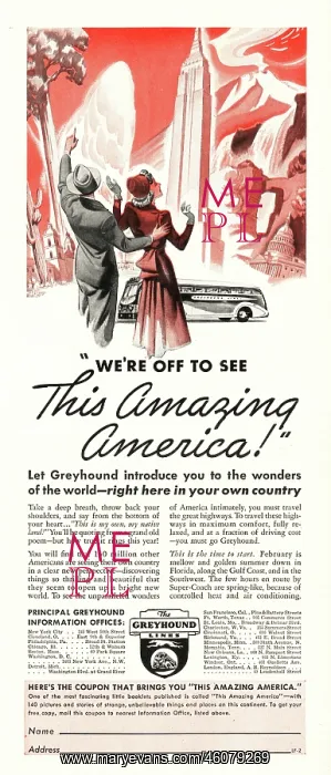 : 1940 U.S. Magazine Greyhound Coaches Advert : 1940 U.S. Magazine Greyhound Coaches Advert
