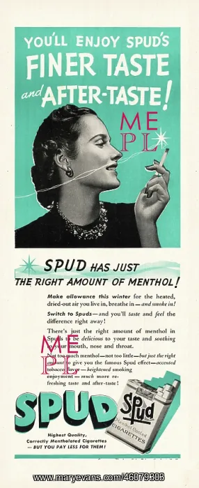 : 1940 U.S. Magazine Spud Cigarette Advert : 1940 U.S. Magazine Spud Cigarette Advert