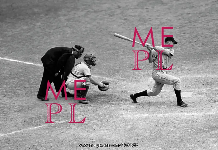 : 1940s 1950s Batter Swings Strike : 1940s 1950s Batter Swings Strike