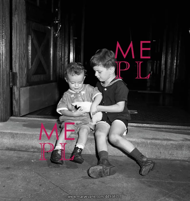  : 1940s 1950s Two Boys Sitting On