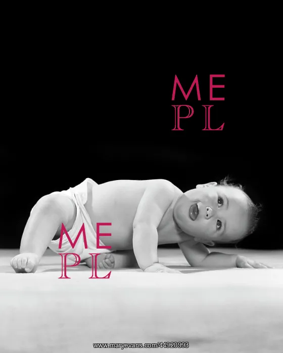 : 1940s 1950s Diapered Baby Bending Down looking up : 1940s 1950s Diapered Baby Bending Down looking up