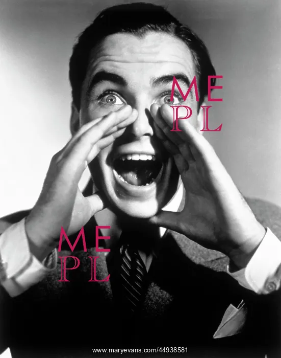 : 1940s 1950s Excited Man With Hands : 1940s 1950s Excited Man With Hands