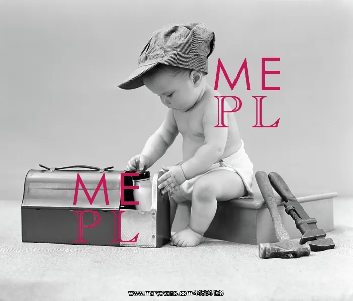 : 1940s BABY IN RAILROAD ENGINEER HAT PULLING MILK : 1940s BABY IN RAILROAD ENGINEER HAT PULLING MILK