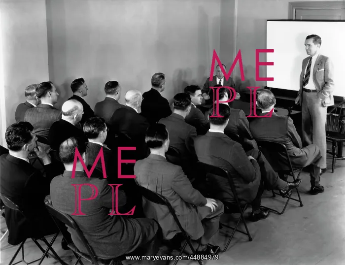 : 1940s Executives In Rows Of Folding : 1940s Executives In Rows Of Folding