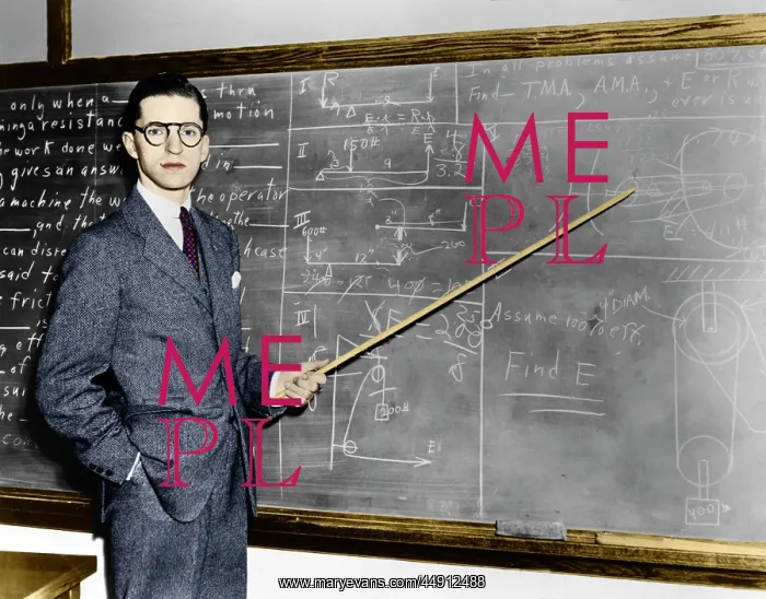: 1940s - Man Teacher Professor Pointing Pointer at Blackboa : 1940s - Man Teacher Professor Pointing Pointer at Blackboa