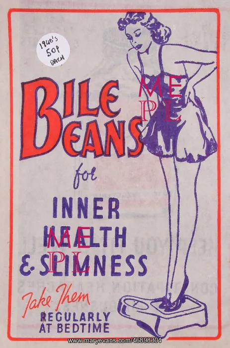 : 1940s, packaging history, Bile Beans, inner : 1940s, packaging history, Bile Beans, inner