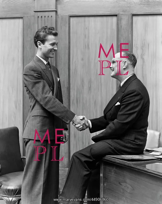  : 1940s Retro Men Office Handshake