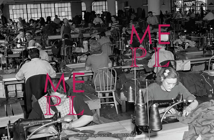 : 1940s Sweatshop With Workers Sewing : 1940s Sweatshop With Workers Sewing
