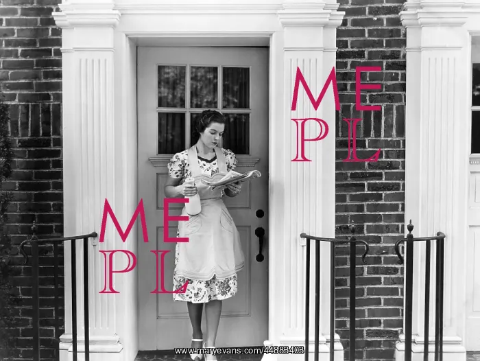 : 1940s Woman In An Apron Standing : 1940s Woman In An Apron Standing