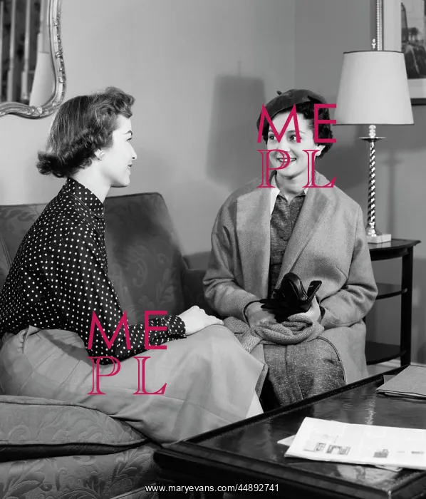  : 1940s Two Women Sitting On Couch