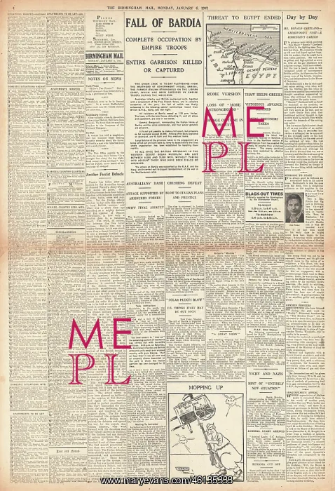 : 1941 Birmingham Mail Surrender of Bardia to Allied Forces : 1941 Birmingham Mail Surrender of Bardia to Allied Forces