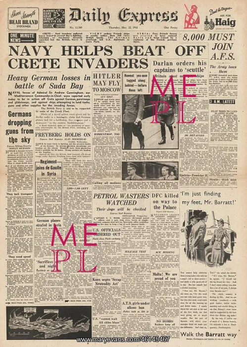 : 1941 Daily Express Battle for Crete : 1941 Daily Express Battle for Crete