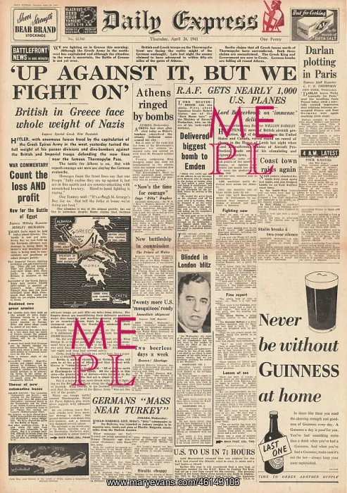 : 1941 Daily Express Battle for Greece : 1941 Daily Express Battle for Greece