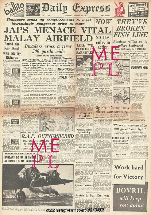 : 1941 Daily Express Battle for Malaya : 1941 Daily Express Battle for Malaya
