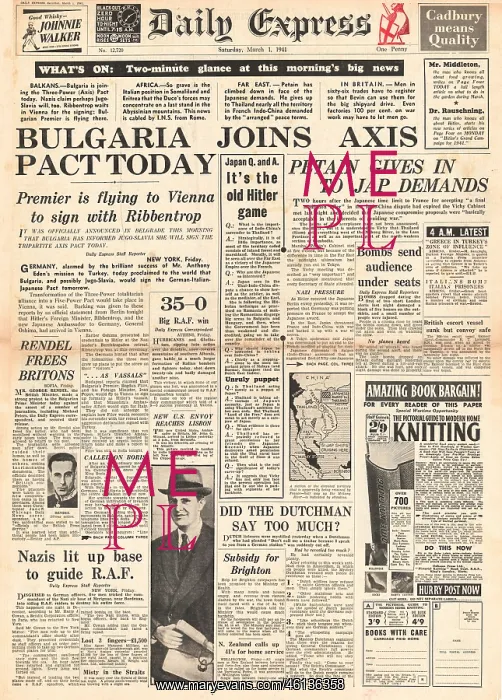 : 1941 Daily Express Bulgaria to join Axis : 1941 Daily Express Bulgaria to join Axis