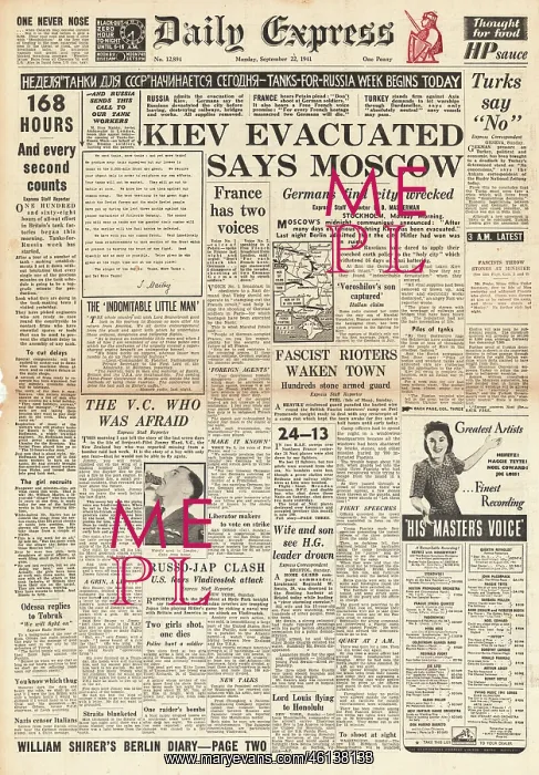 : 1941 Daily Express Kiev Evacuated : 1941 Daily Express Kiev Evacuated