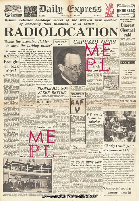 : 1941 Daily Express Radiolocation to detect German Bombers : 1941 Daily Express Radiolocation to detect German Bombers